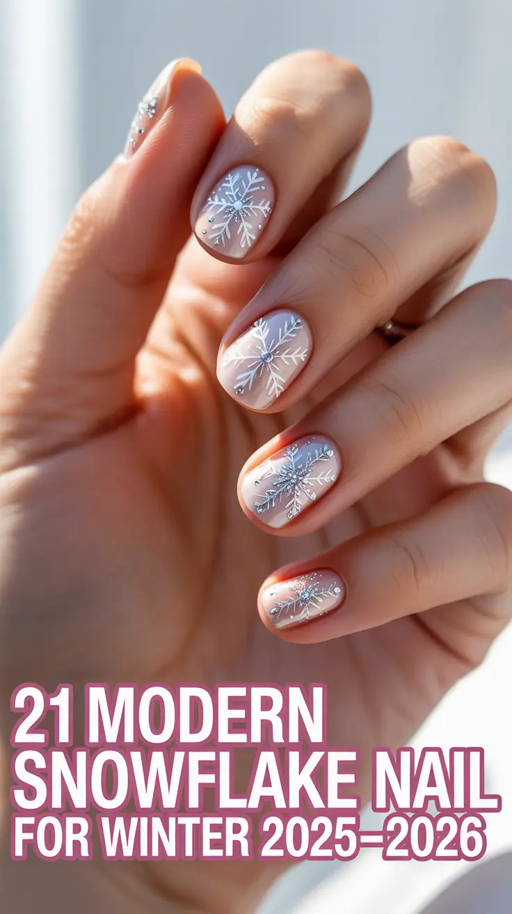 Modern Snowflake Nail for Winter 2025–2026: Chic, Cozy & Sparkly Designs You’ll Love