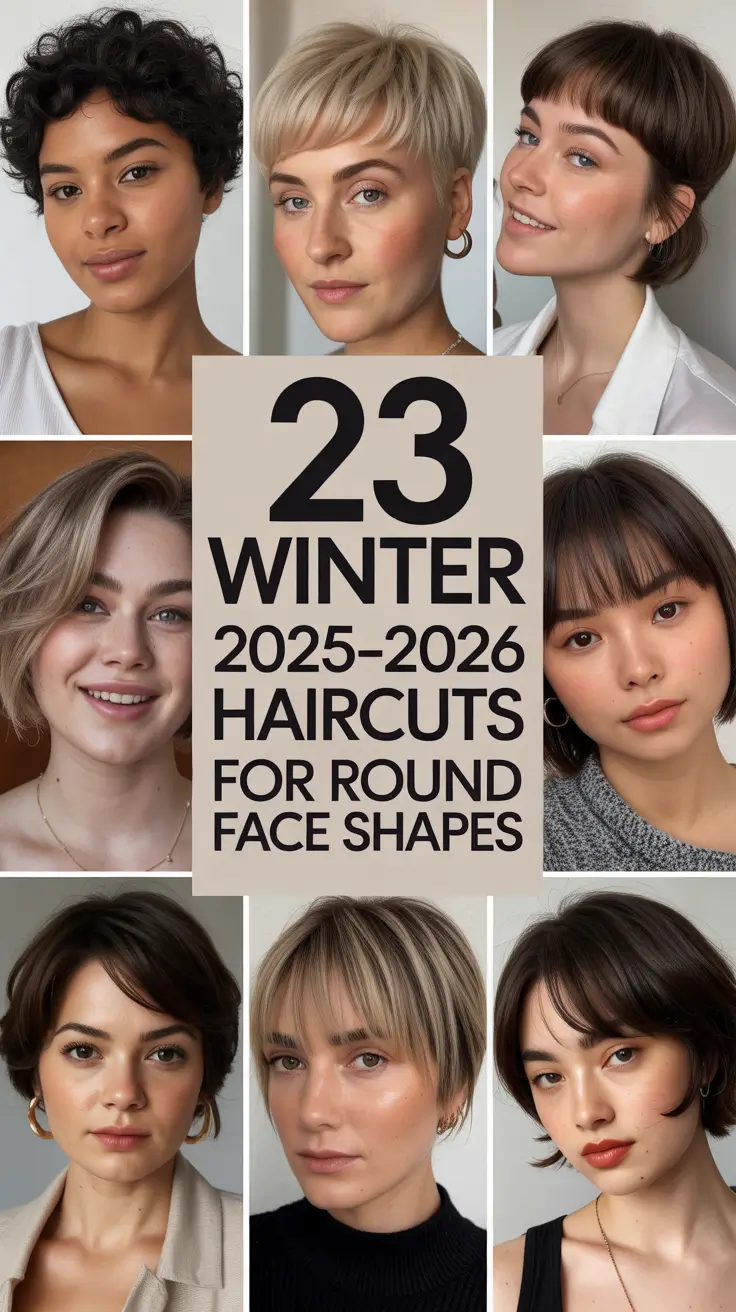Winter 2025–2026 Haircuts for Round Face Shapes: The Best Bob, Pixie & Layered Styles for Every Mood