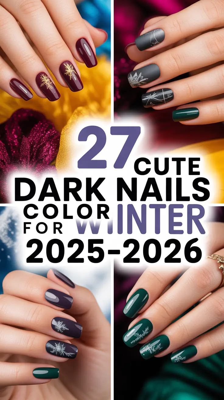 Cute Dark Nails Color for Winter 2025–2026: Chic Seasonal Designs You’ll Want to Try