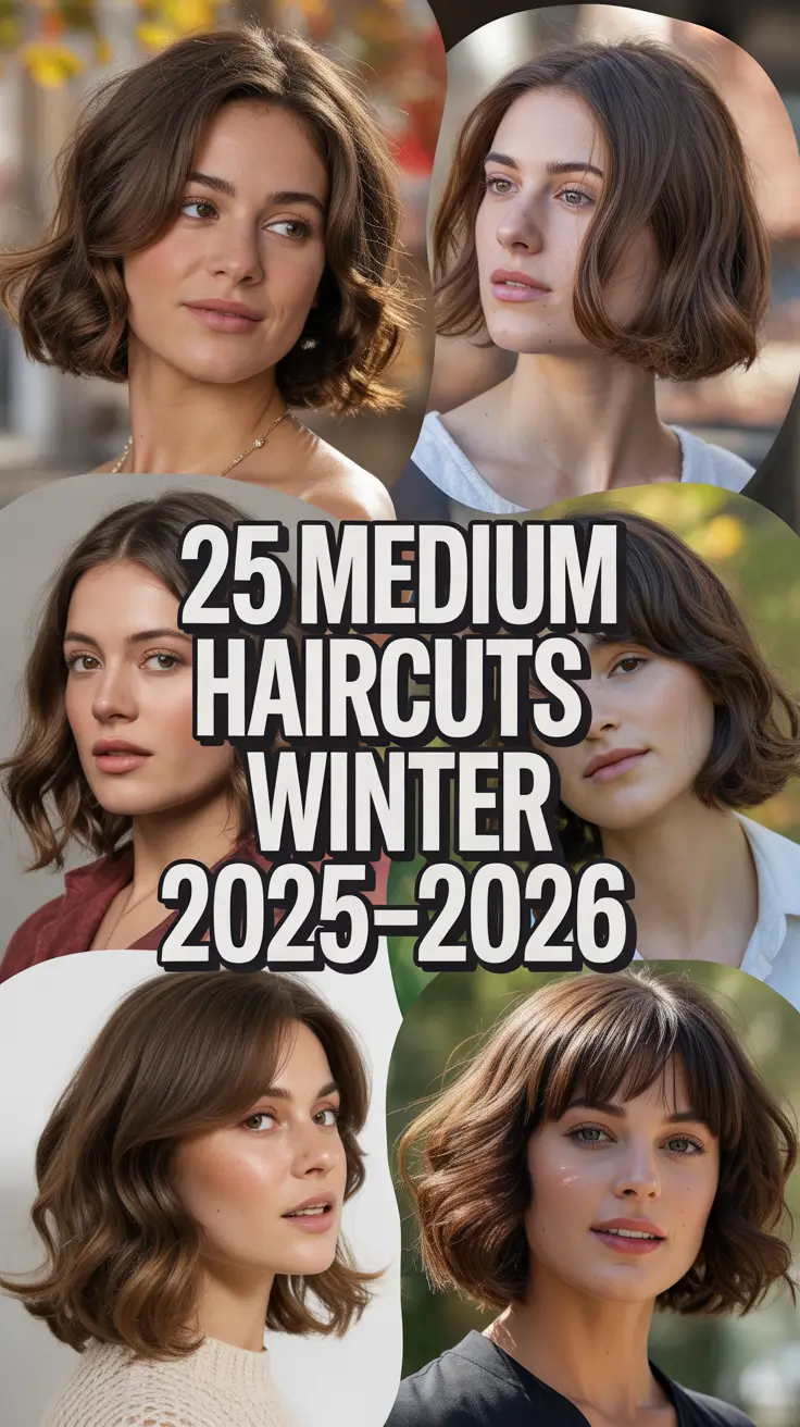 Medium Haircuts Winter 2025–2026: Chic Ideas with Layers, Bangs & Wavy Inspo