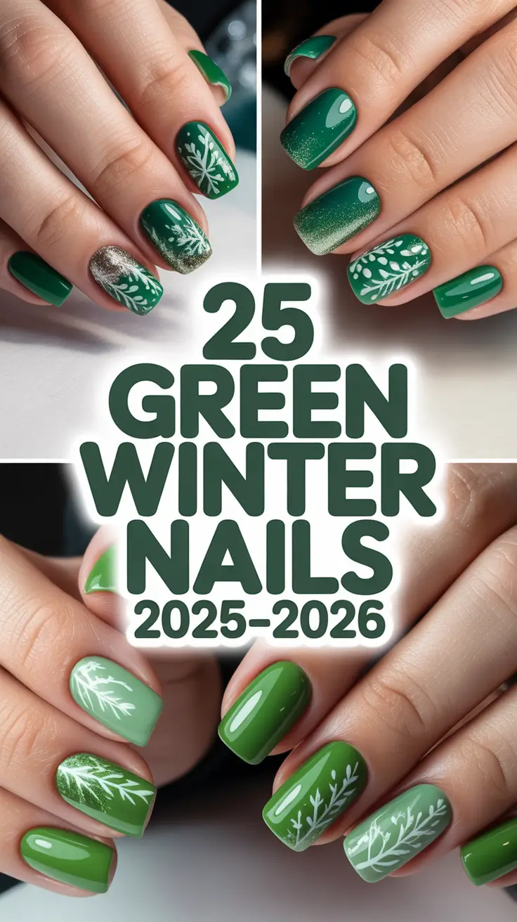Green Winter Nails 2025–2026: Trendy Emerald, Sage & Olive Designs to Try This Season