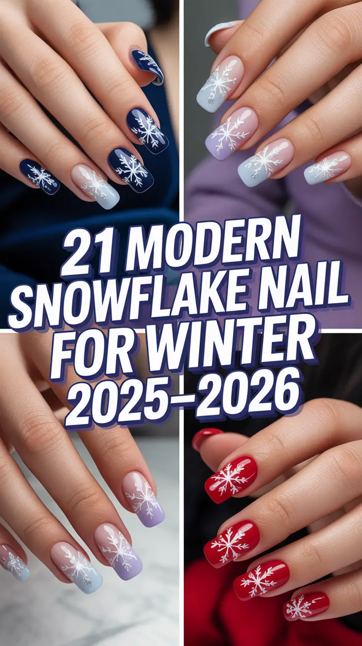 Modern Snowflake Nail for Winter 2025–2026: Chic, Cozy & Sparkly Designs You’ll Love