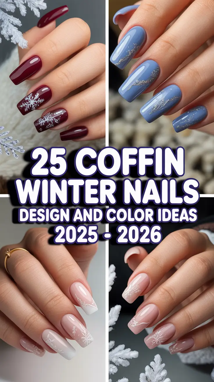 Coffin Winter Nails Design and Color Ideas 2025 – 2026: Elegant & Inspiring Looks for the Cold Season