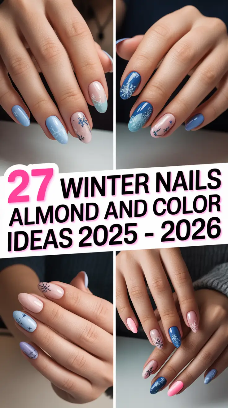 Winter Nails Almond Design and Color Ideas 2025–2026: Classy, Cute & Sparkly Manicure Trends