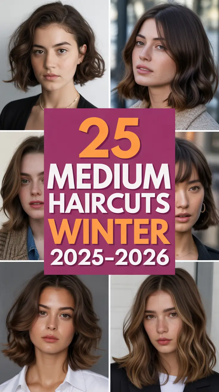 Medium Haircuts Winter 2025–2026: Chic Ideas with Layers, Bangs & Wavy Inspo
