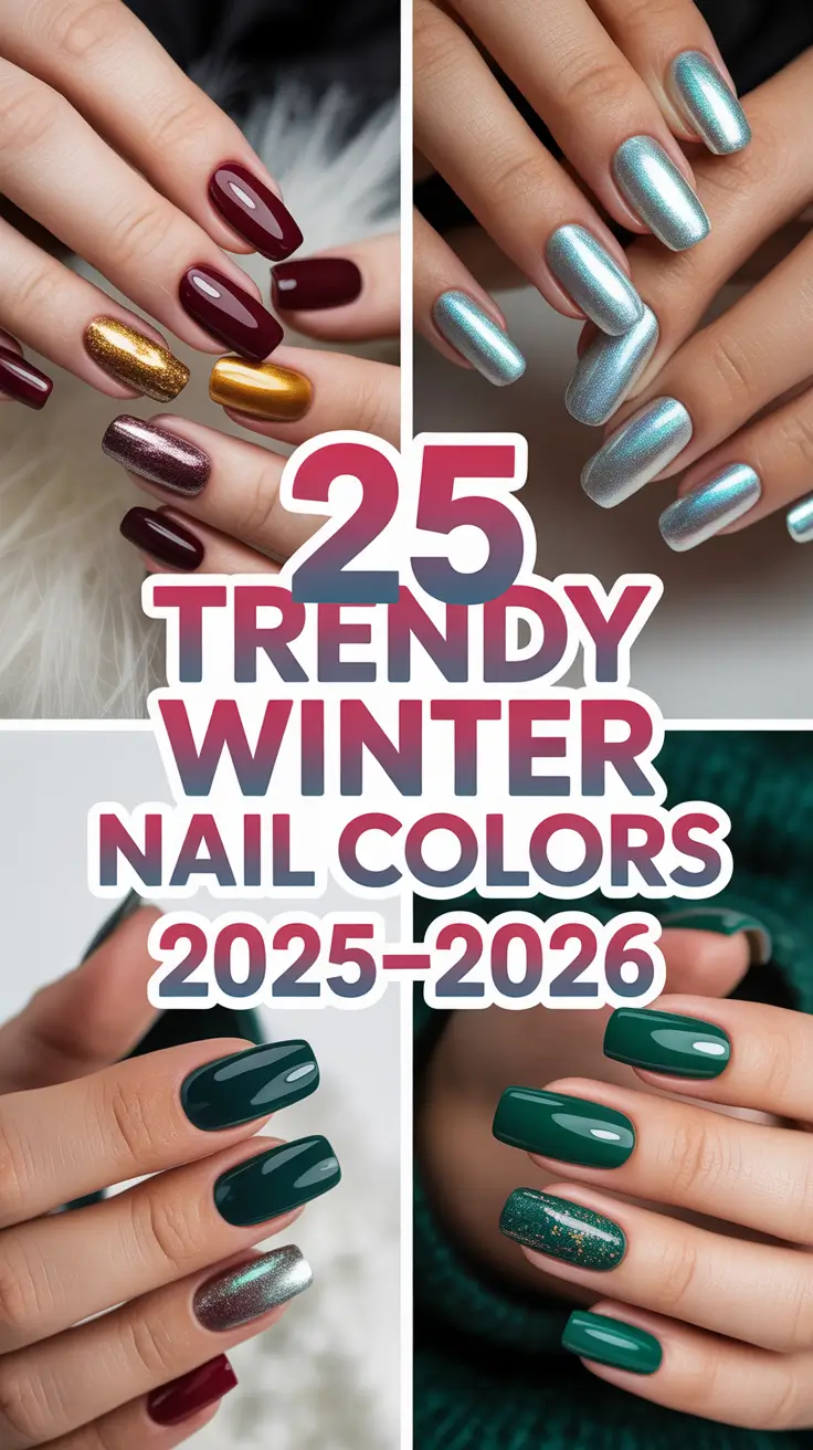 Trendy Winter Nail Colors 2025–2026: Chic Designs, Gel Ideas & Sparkly Polish Inspiration