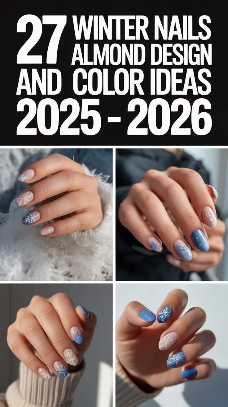Winter Nails Almond Design and Color Ideas 2025–2026: Classy, Cute & Sparkly Manicure Trends