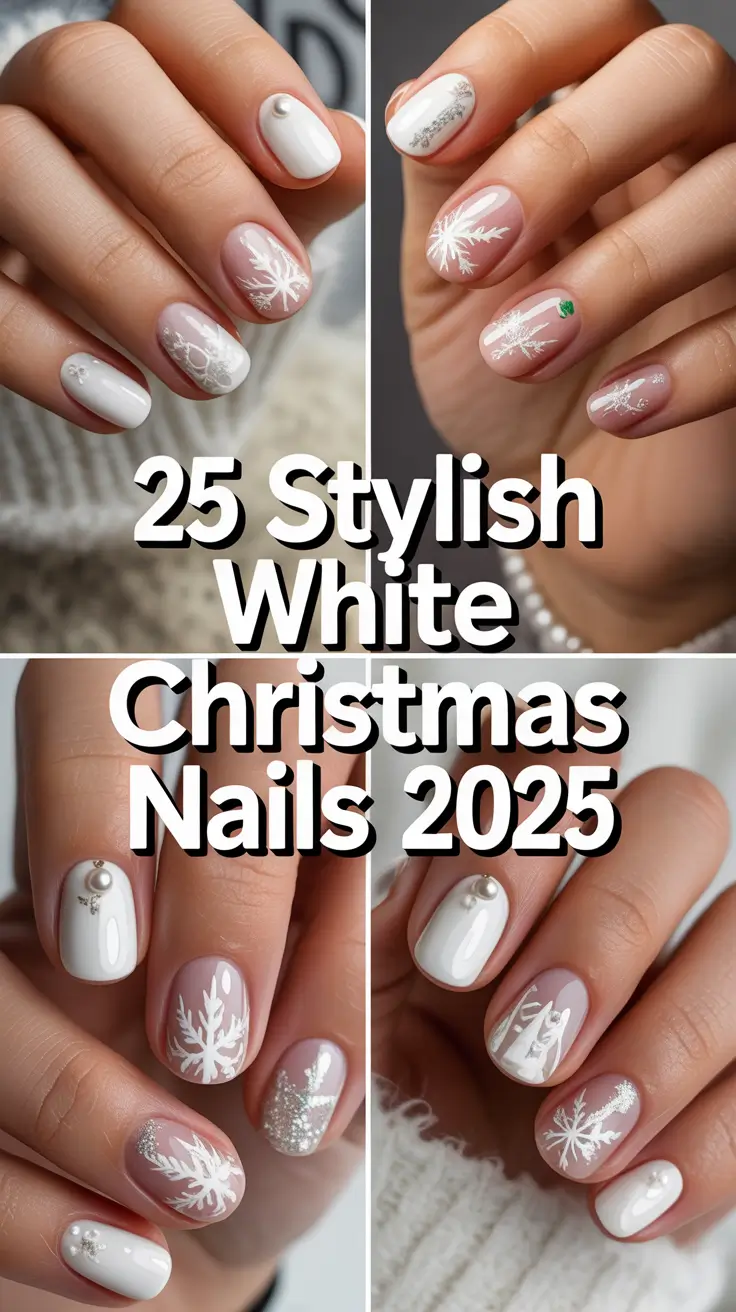 Stylish White Christmas Nails 2025: Sparkly, Simple & Cozy Holiday Designs to Try This Winter