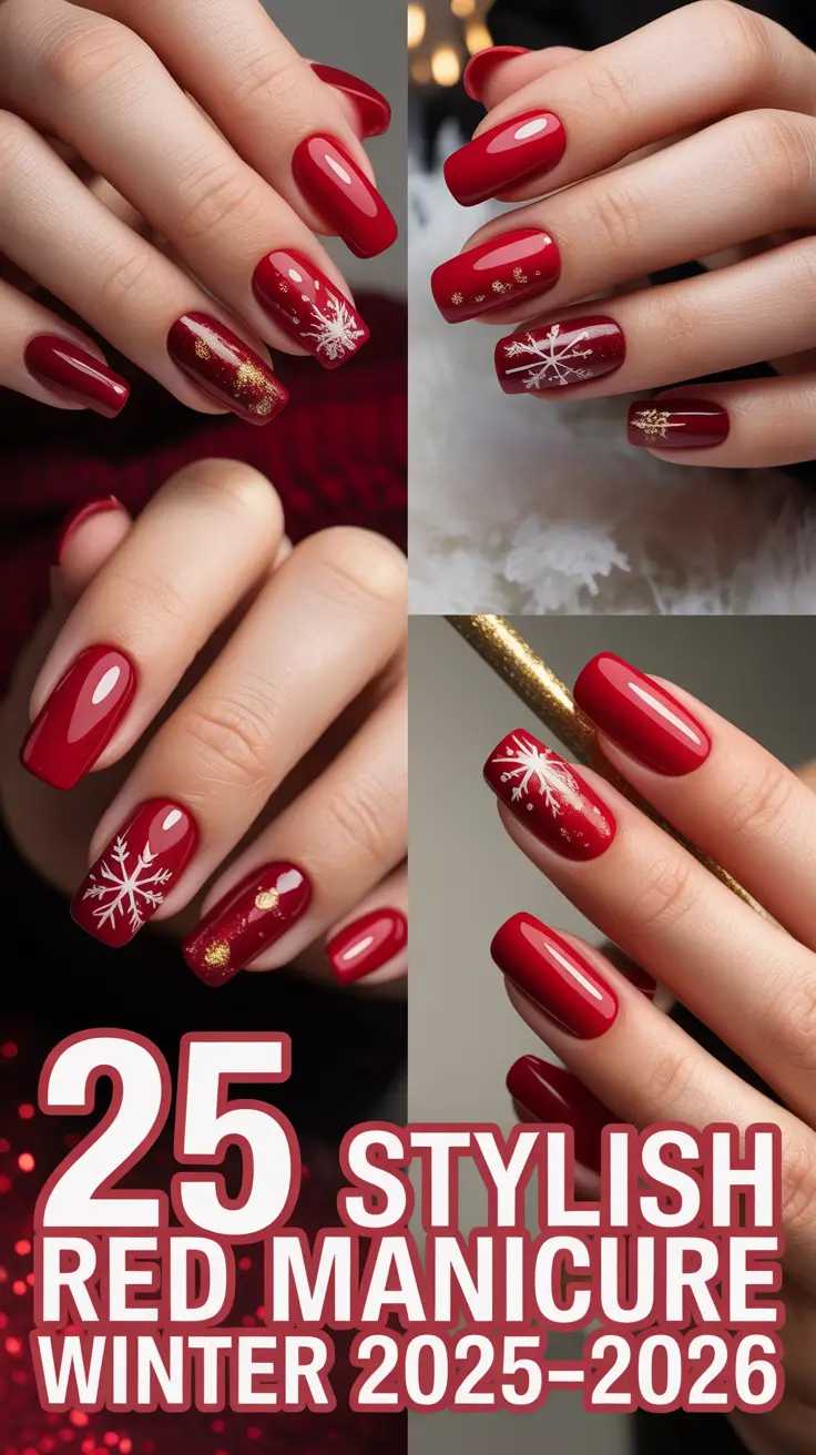 Stylish Red Manicure Winter 2025–2026: Trendy Ideas and Designs to Try