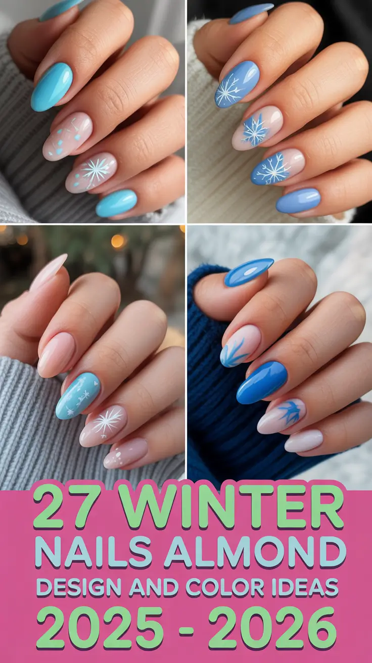 Winter Nails Almond Design and Color Ideas 2025–2026: Classy, Cute & Sparkly Manicure Trends