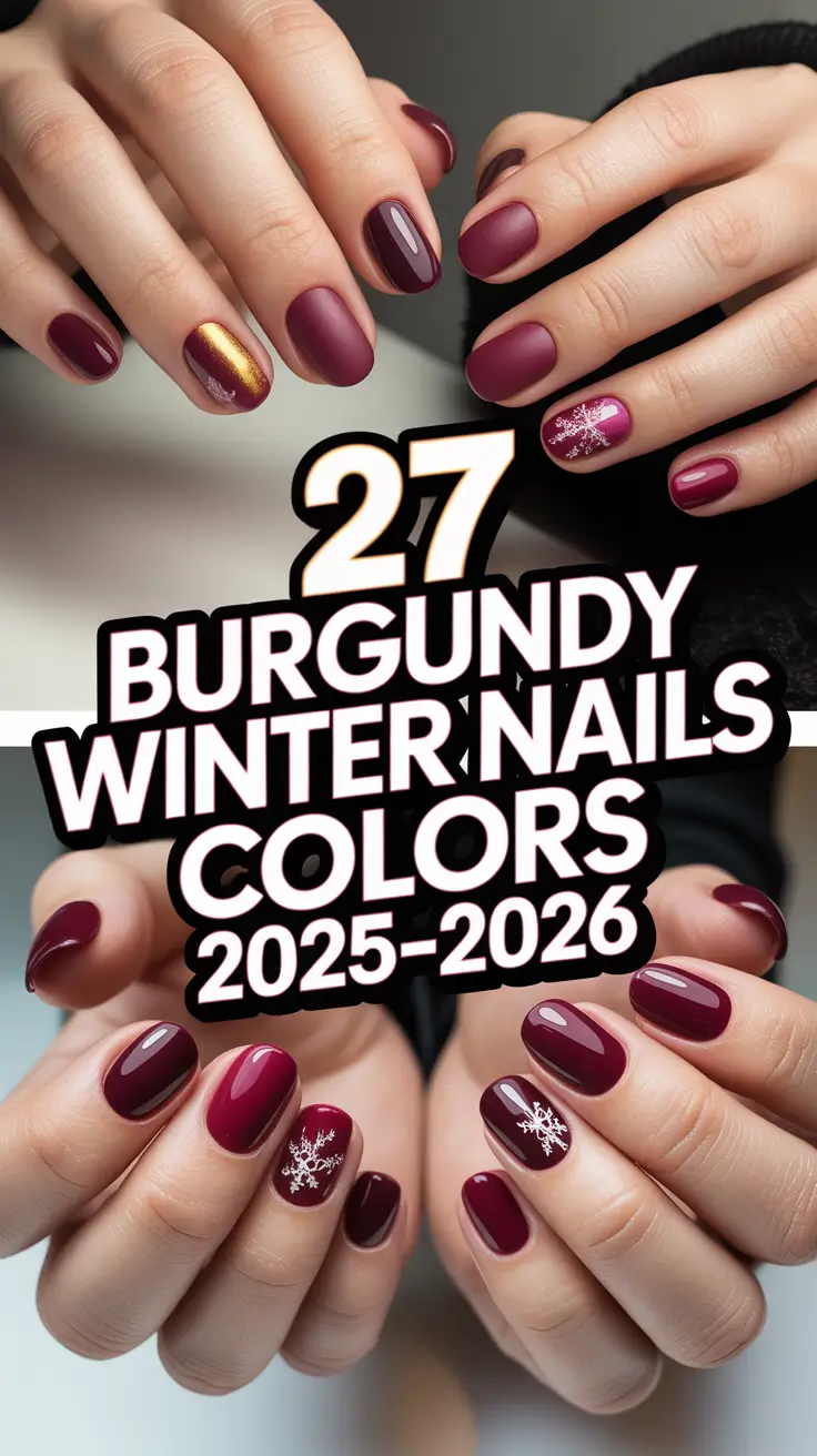 Burgundy Winter Nails Colors 2025–2026: Elegant Designs and Trendy Ideas for the Season