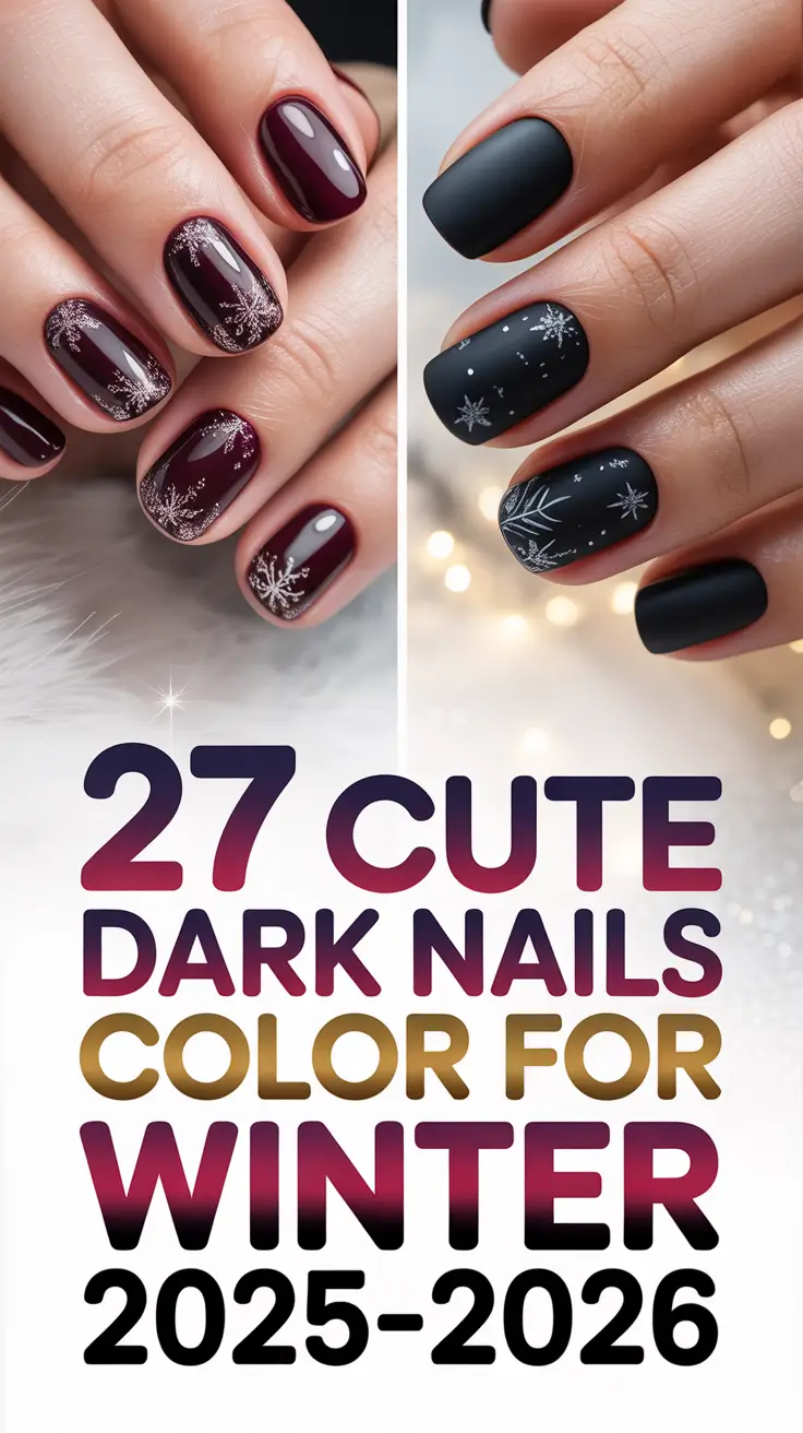 Cute Dark Nails Color for Winter 2025–2026: Chic Seasonal Designs You’ll Want to Try