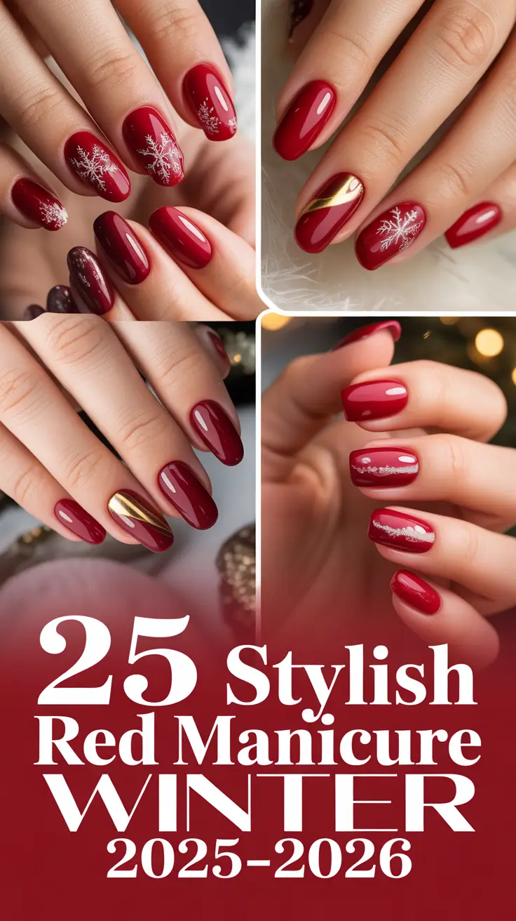 Stylish Red Manicure Winter 2025–2026: Trendy Ideas and Designs to Try
