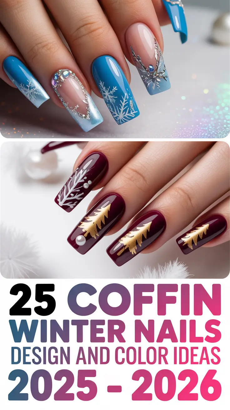 Coffin Winter Nails Design and Color Ideas 2025 – 2026: Elegant & Inspiring Looks for the Cold Season