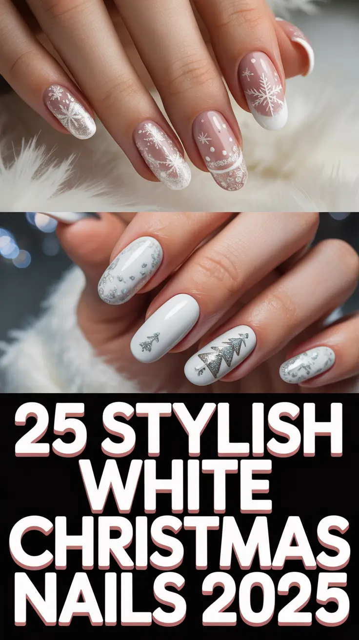 Stylish White Christmas Nails 2025: Sparkly, Simple & Cozy Holiday Designs to Try This Winter