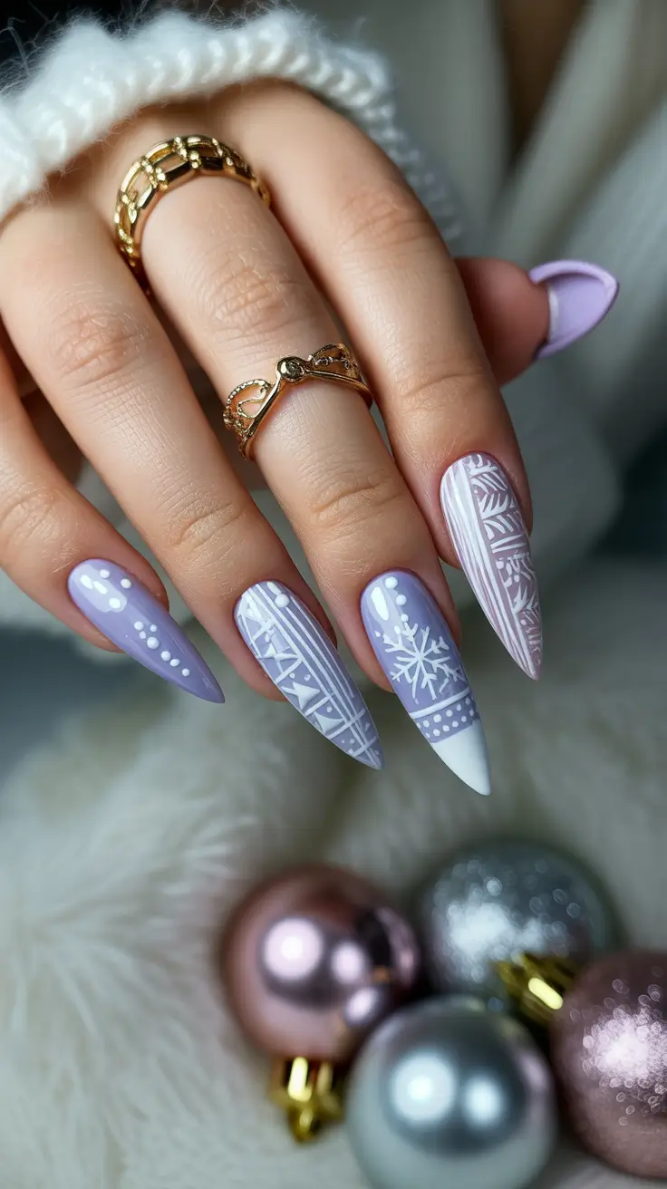 Almond Nail Trends Winter 2025–2026 Frosted Lilac Whispers