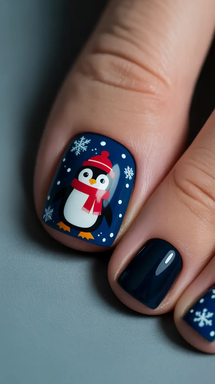 Best Winter Toe Nails 2025–2026 Frosty Penguin Charm