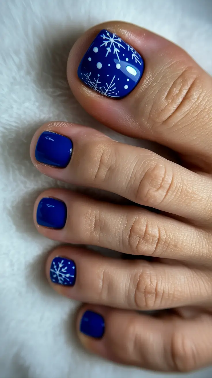 Best Winter Toe Nails 2025–2026 Snowflake Blues