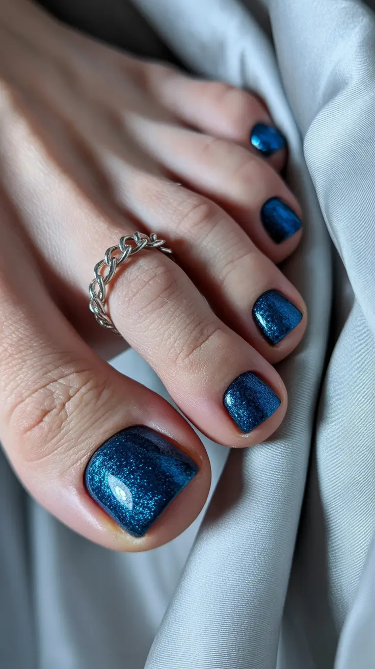 Best Winter Toe Nails 2025–2026 Blue Velvet Shine