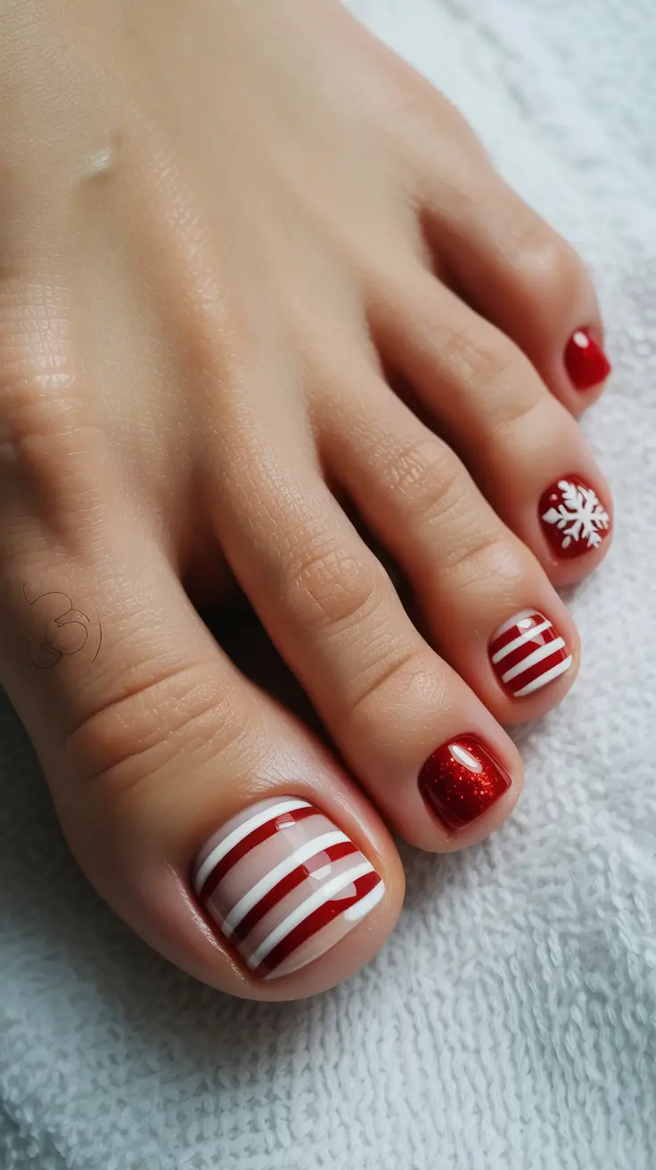 Best Winter Toe Nails 2025–2026 Festive Candy Mix