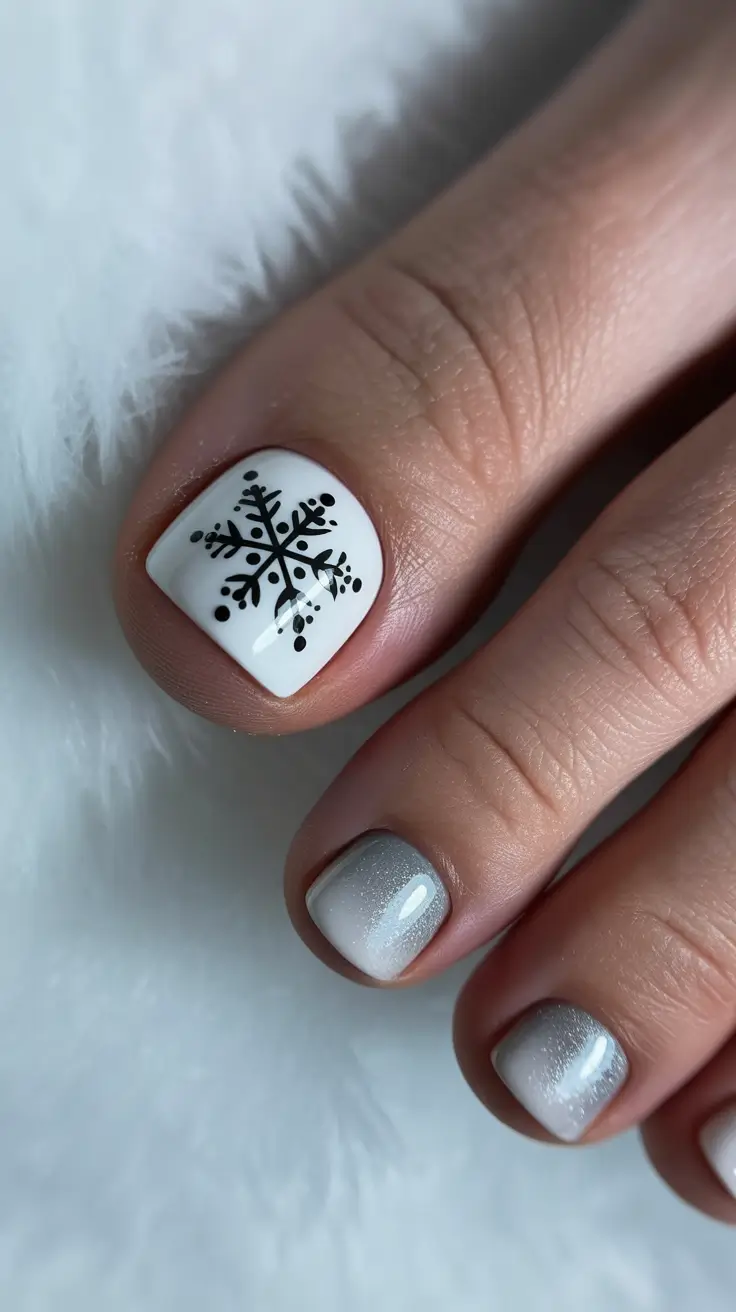Best Winter Toe Nails 2025-2026 Icy Snowflake Chic