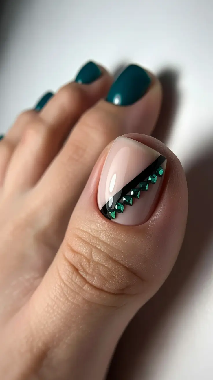 Best Winter Toe Nails 2025-2026 Emerald Edge Glam