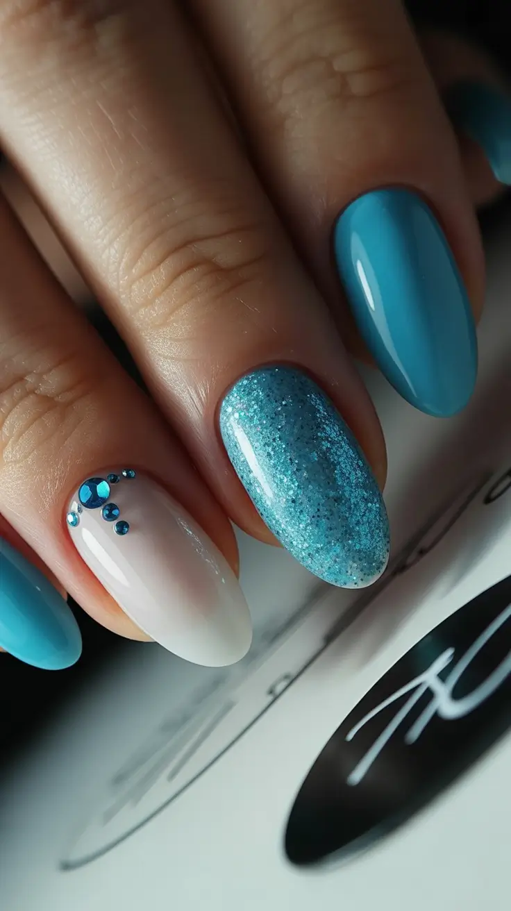 Blue Nail Trends for Winter 2025–2026 Glacier Spark Hybrid