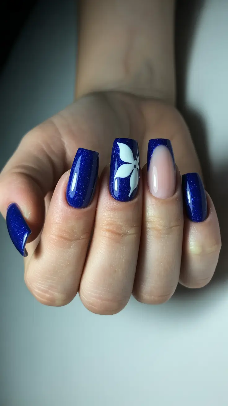 Blue Nail Trends for Winter 2025–2026 Midnight Bloom Minimalism