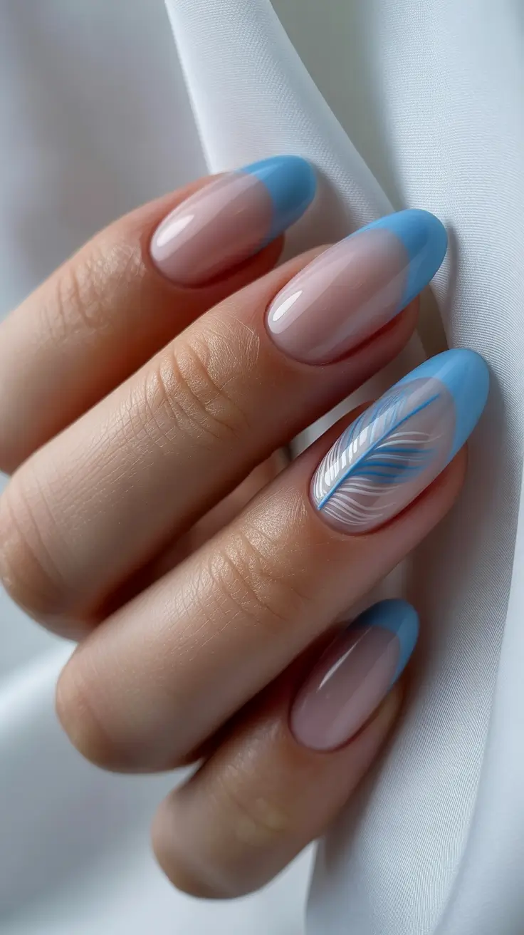 Blue Nail Trends for Winter 2025–2026 Whisper Blue Feather