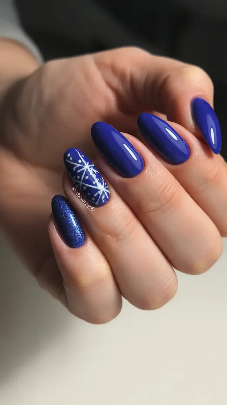 Blue Nail Trends for Winter 2025–2026 Royal Starburst