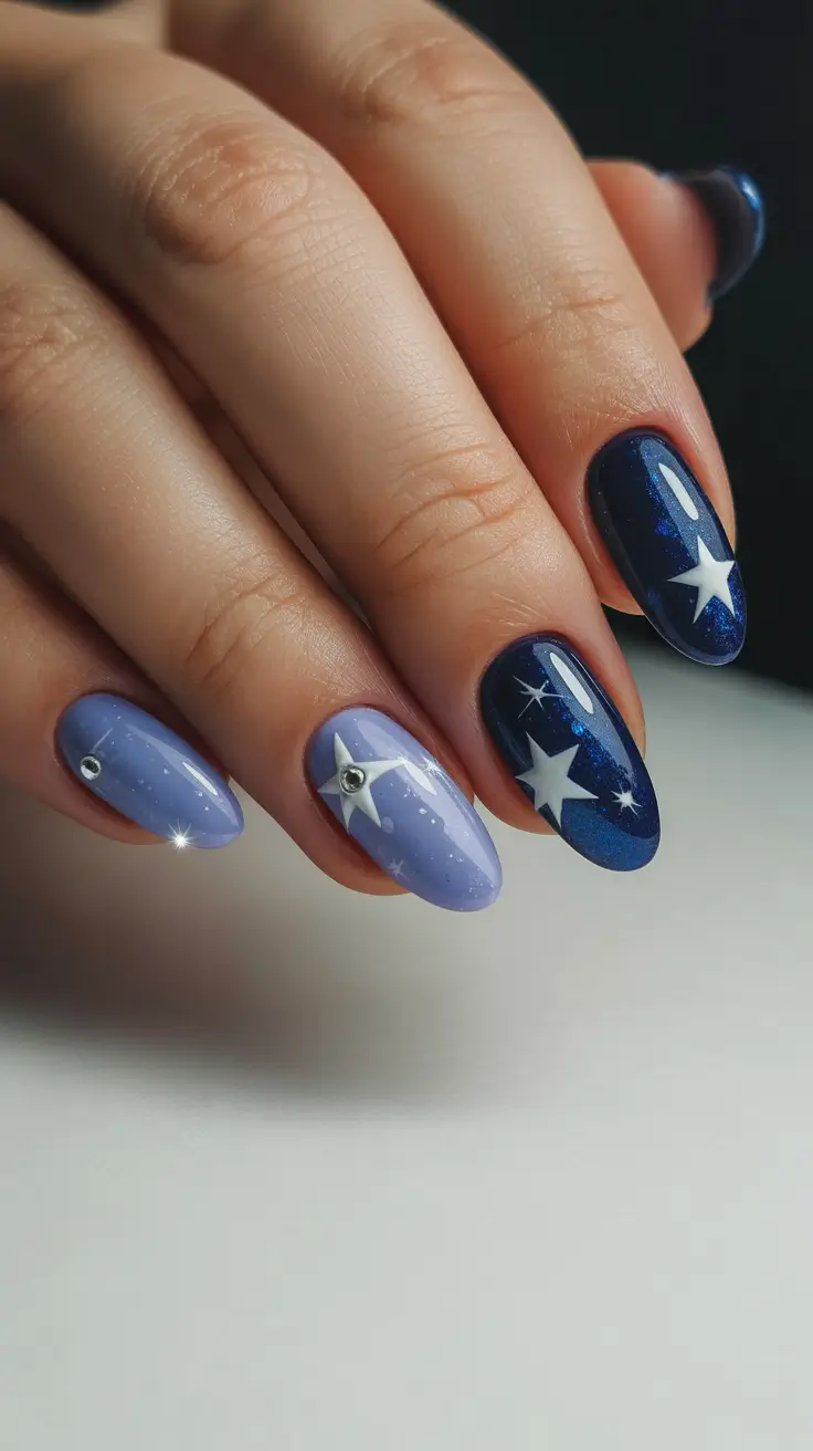 Blue Nail Trends for Winter 2025–2026 Celestial Nightfall
