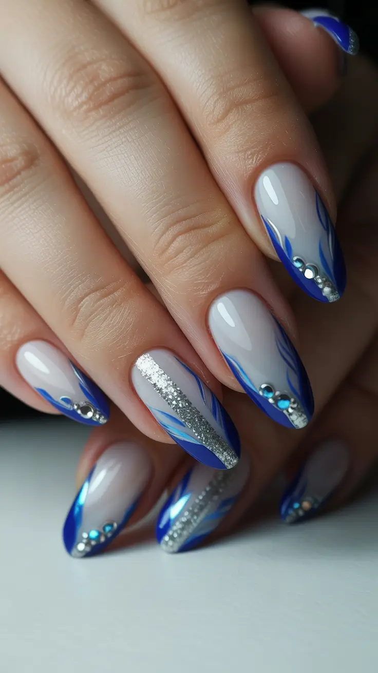 Blue Nail Trends for Winter 2025–2026 Crystal Flames