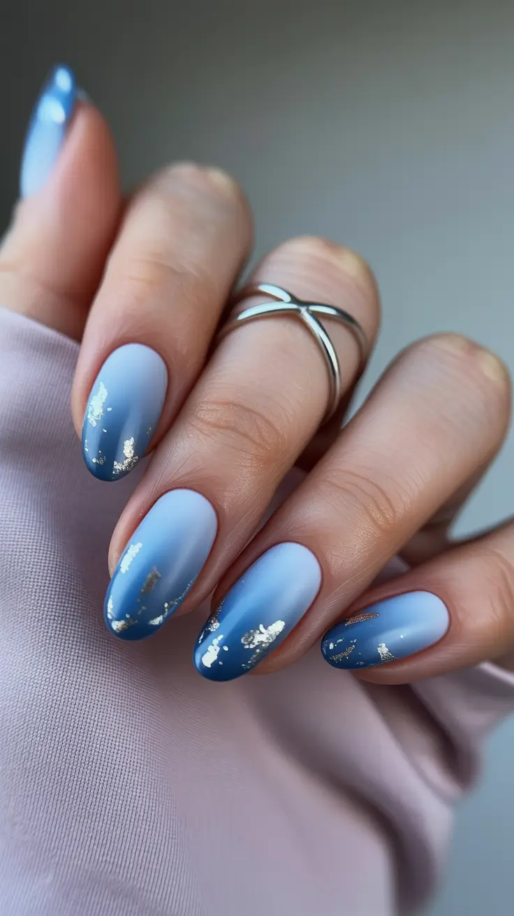 Blue Nail Trends for Winter 2025–2026 Matte Ice Fade