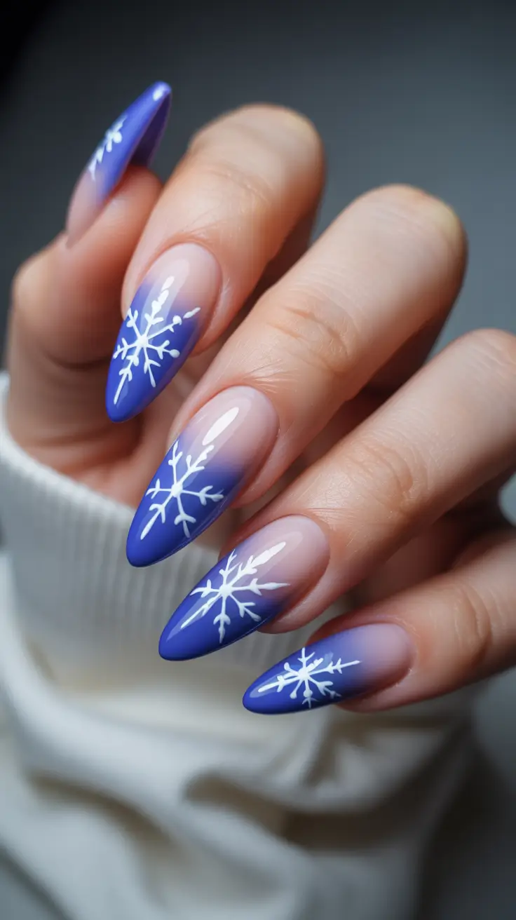 Blue Nail Trends for Winter 2025–2026 Violet Snowfall Ombre
