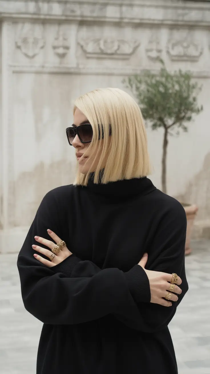 winter bob haircuts 2025-2026 Chic Minimalist Bob with a Luxe Edge