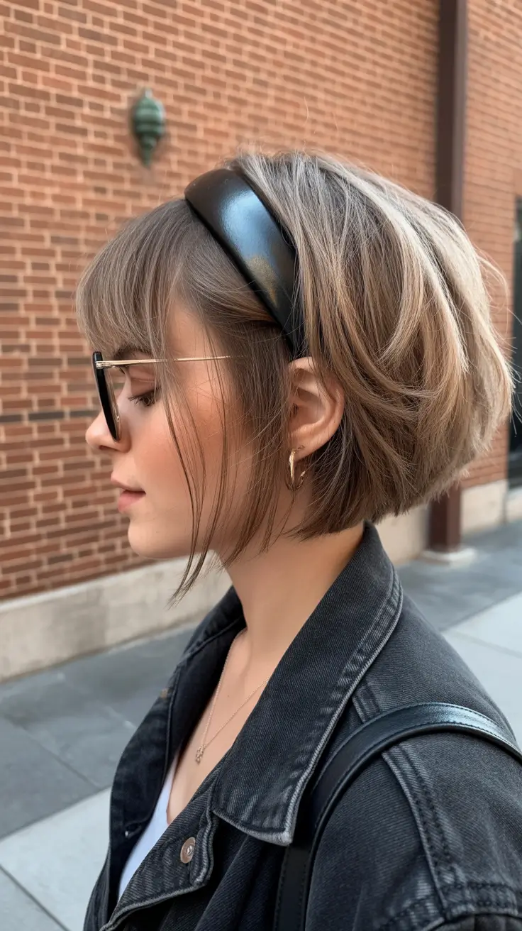 winter bob haircuts 2025-2026 Stacked Bob with Modern Accessories