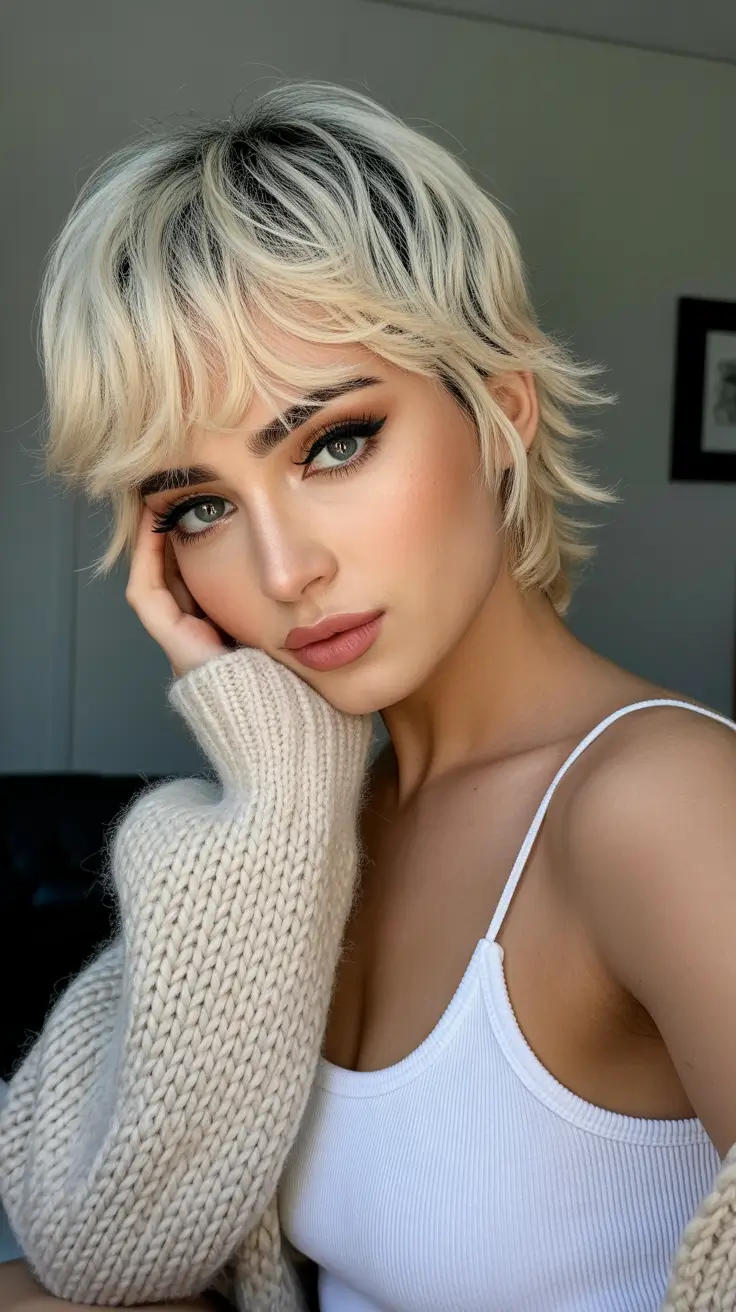 winter bob haircuts 2025-2026 Soft Pixie Shag with ’90s Spirit