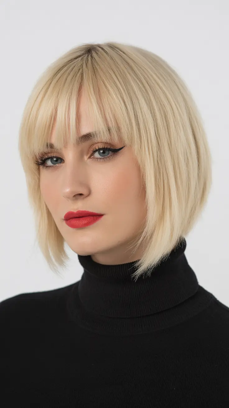 winter bob haircuts 2025-2026 Micro Bob with French Bangs