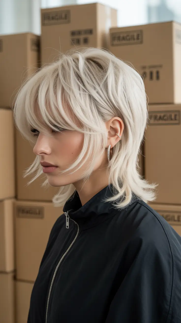 winter bob haircuts 2025-2026 Modern Shaggy Bob with Layered Bangs