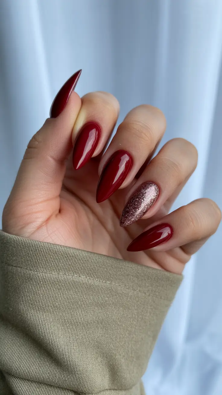 Burgundy Winter Nails Colors 2025–2026 Rosewood Spark Highlight