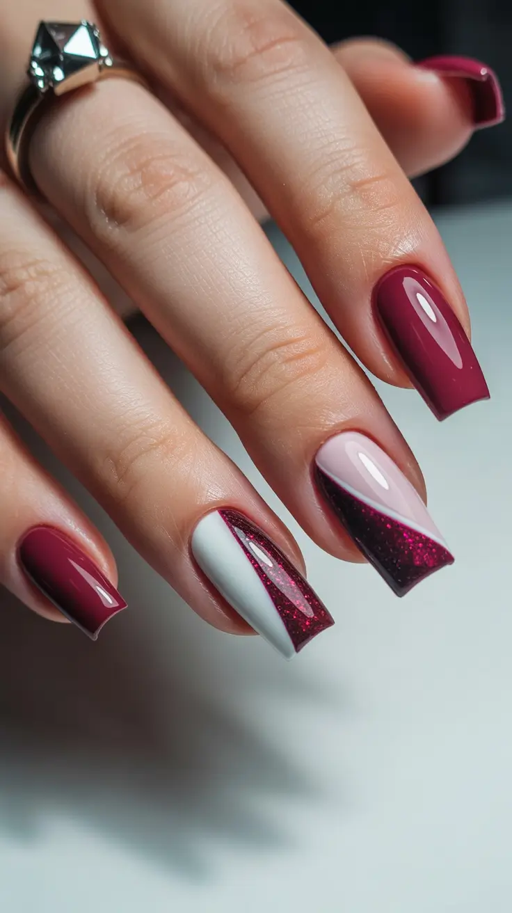 Burgundy Winter Nails Colors 2025–2026 Crimson Geometry