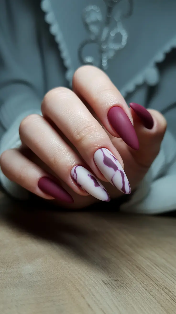 Burgundy Winter Nails Colors 2025–2026 Velvet Marble Dream