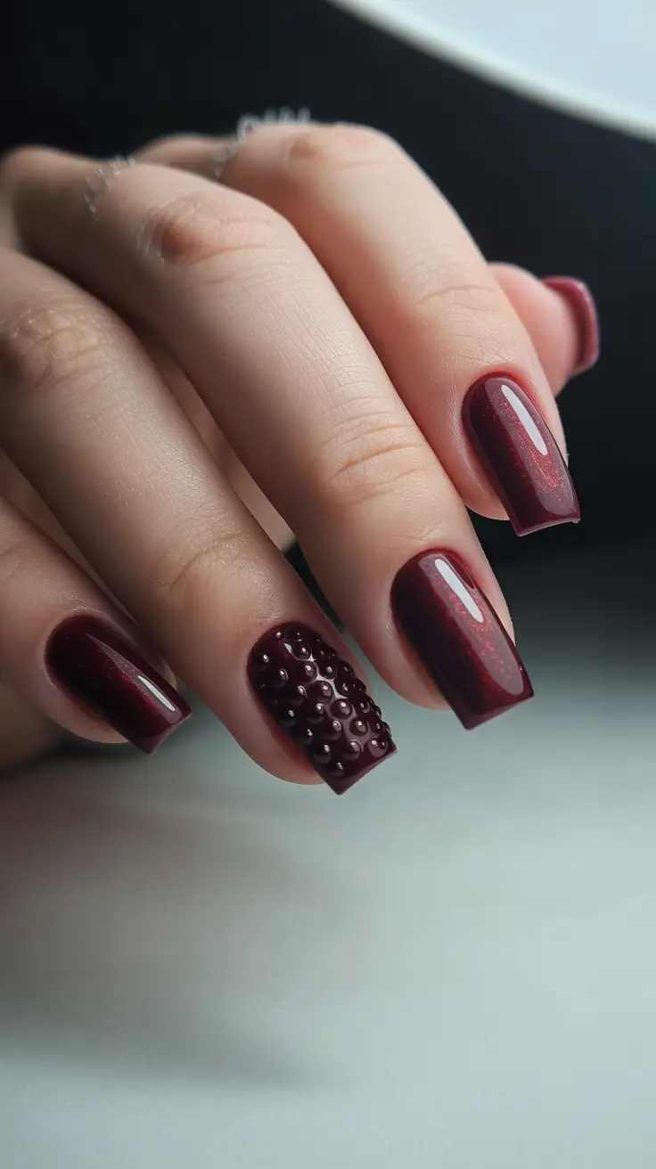 Burgundy Winter Nails Colors 2025–2026 Textured Cabernet