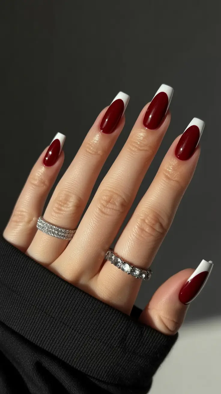 Burgundy Winter Nails Colors 2025–2026 Winter French Elegance