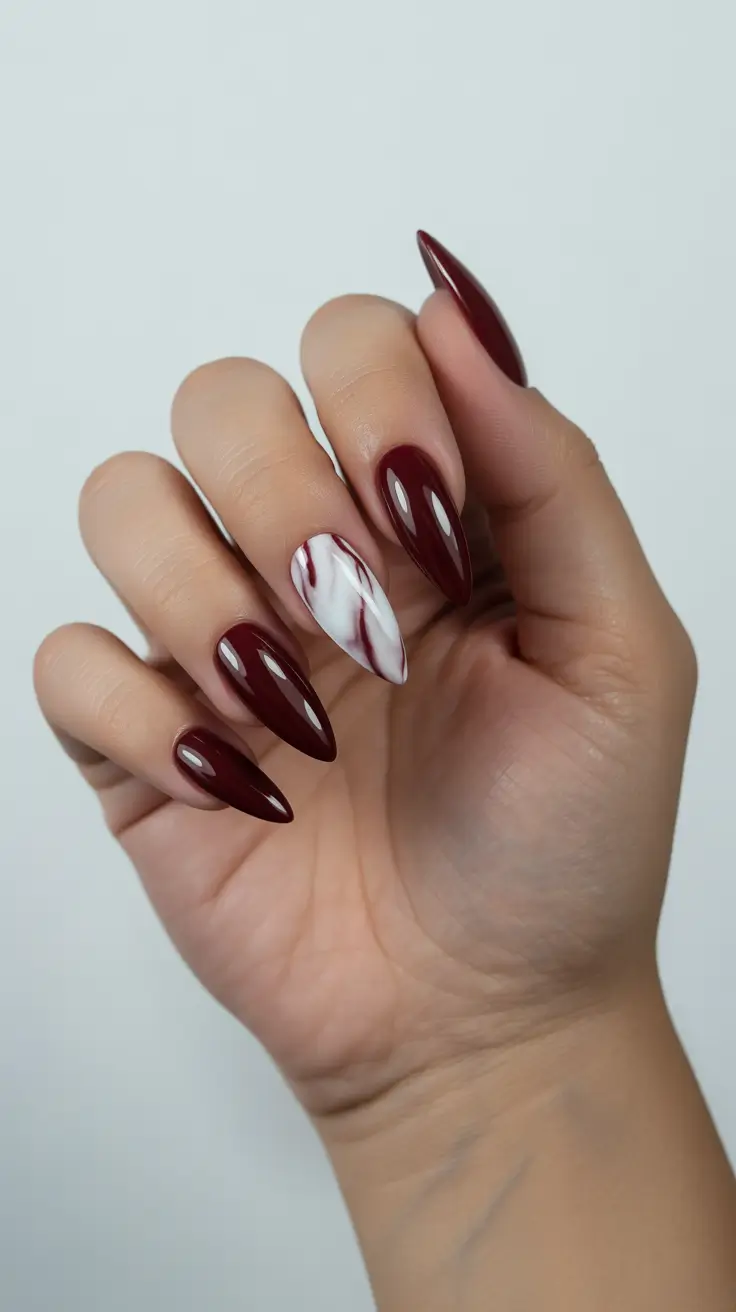 Burgundy Winter Nails Colors 2025–2026 Marble Wine Fantasy
