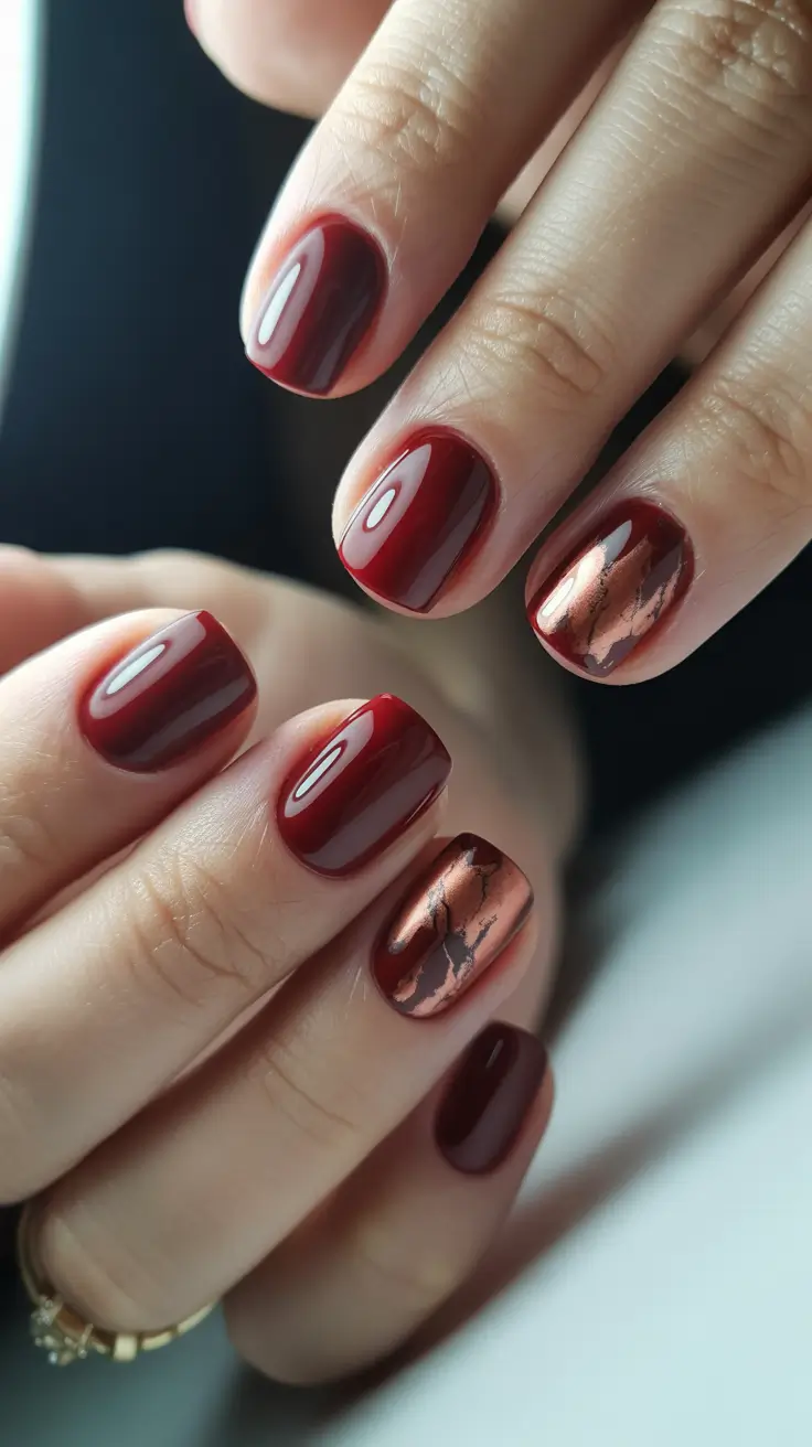 Burgundy Winter Nails Colors 2025–2026 Copper Luxe Minimalism