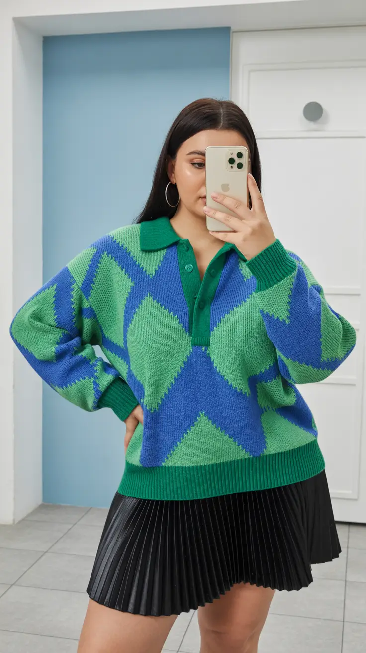 winter capsule wardrobe for plus size women 2025-2026 Preppy Twist in Knitwear