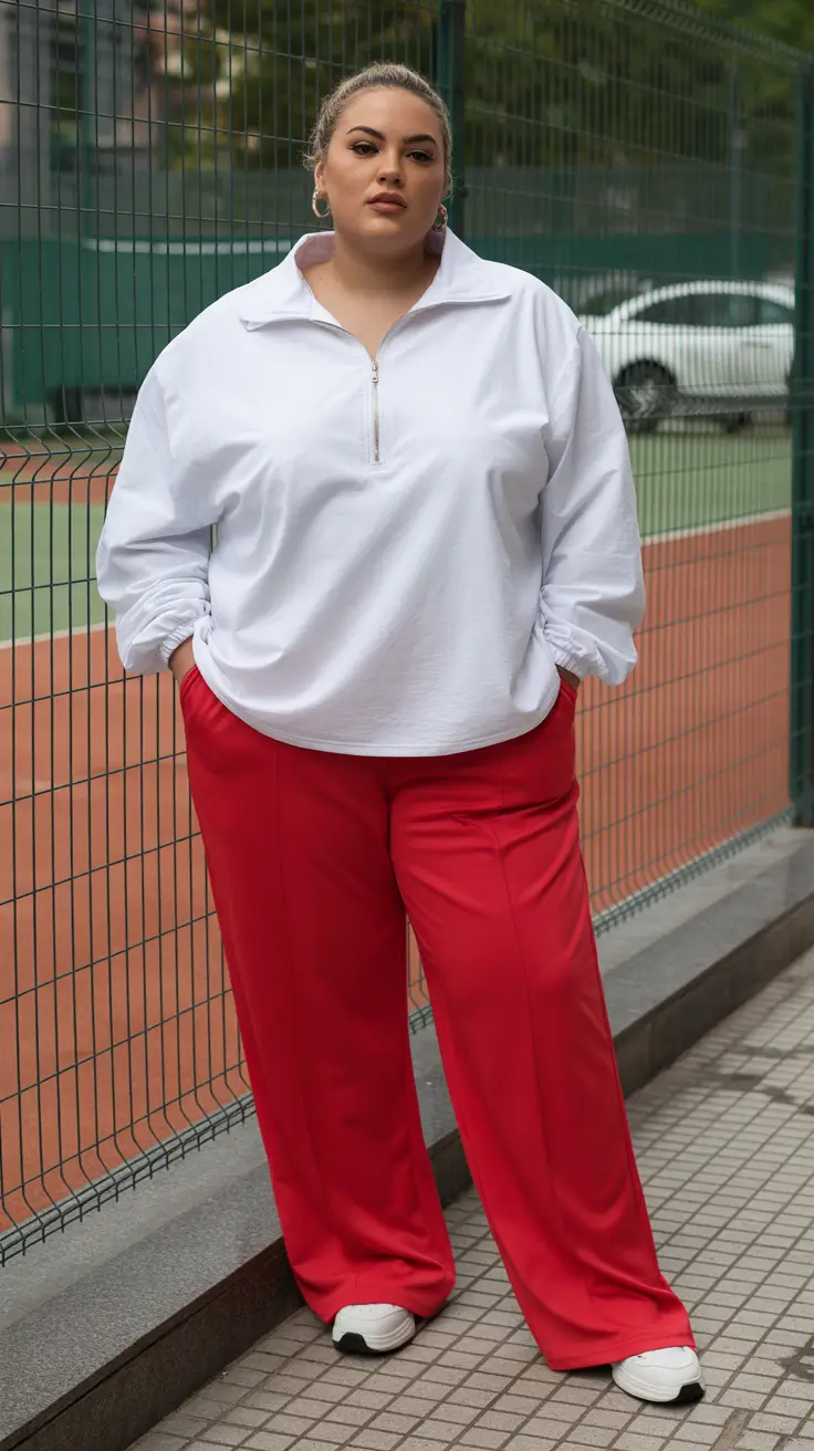 winter capsule wardrobe for plus size women 2025-2026 Sporty Red and White Balance
