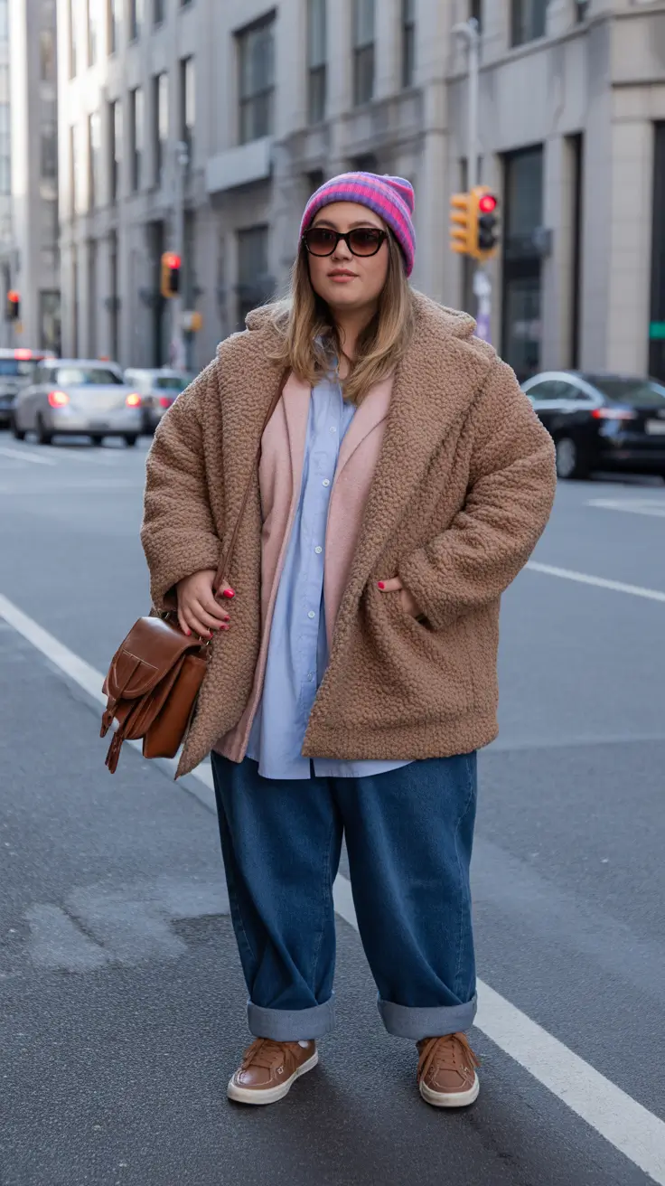 winter capsule wardrobe for plus size women 2025-2026 Layered Neutrals in the City