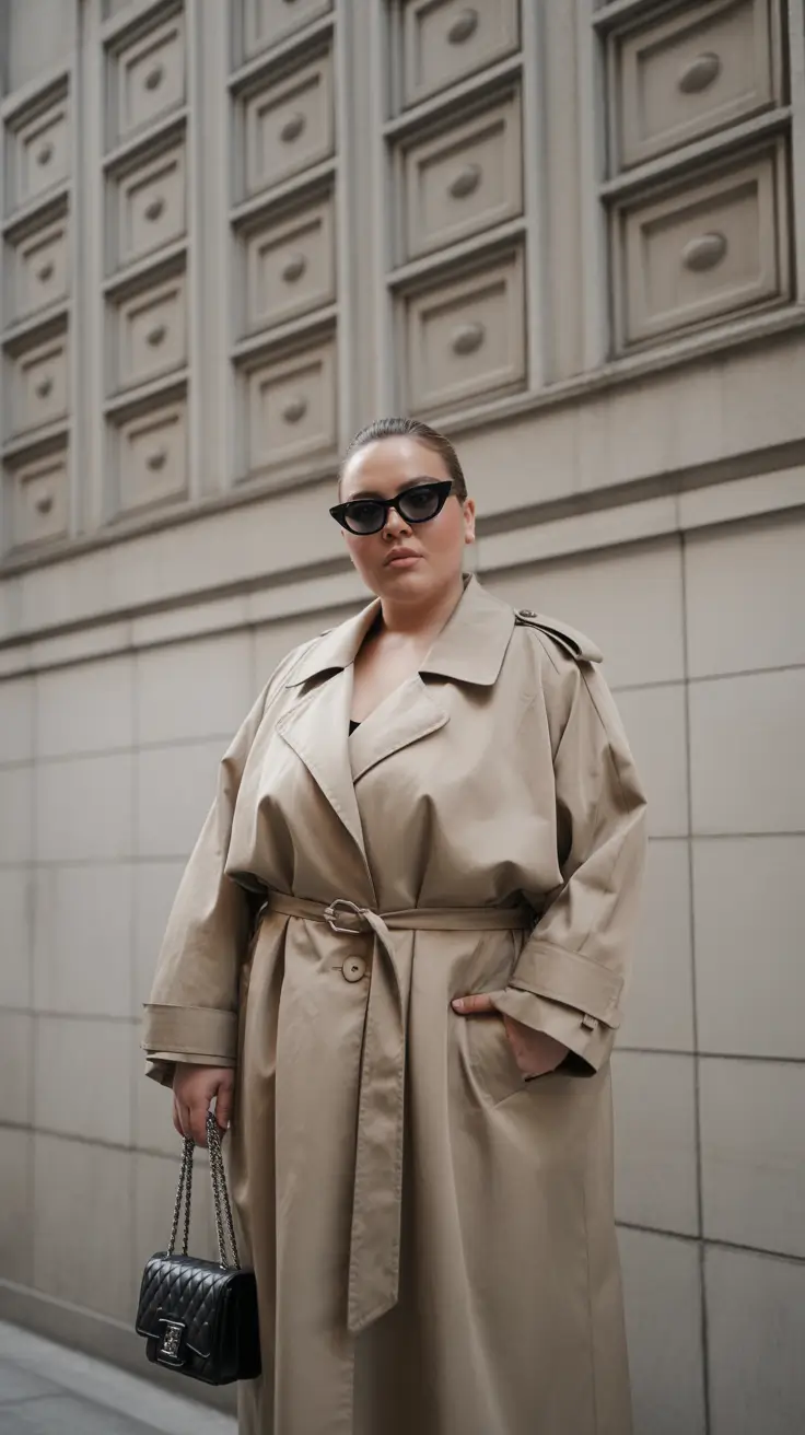 winter capsule wardrobe for plus size women 2025-2026 Classic Trench Revival